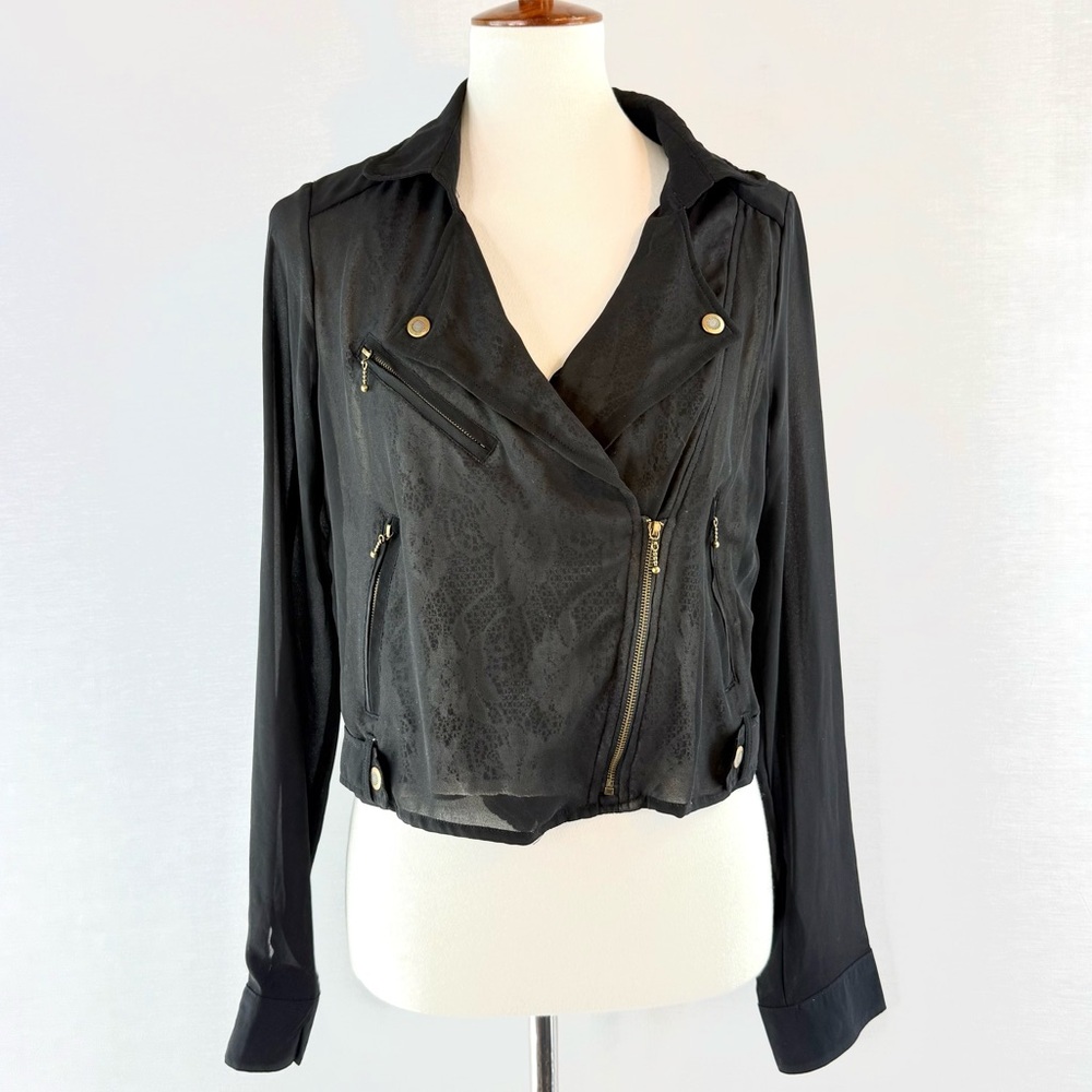 Buckle Daytrip Black Sheer Asymmetrical Full Zip Lightweight Jacket